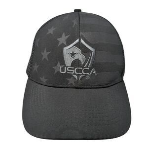 USCCA Snapback Trucker Hat Black One Size Adjustable Embroidered Mesh Back